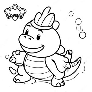 Bowser Jr Med Farverig Skjold Farvelægningsside 13221-10384