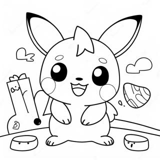 Cute Pichu Playing With Friends Coloring Page 13241-10406