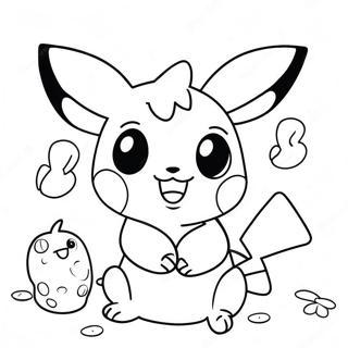 Cute Pichu Playing With Friends Coloring Page 13241-10407