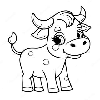 Cute Cartoon Bull Coloring Page 13291-10449