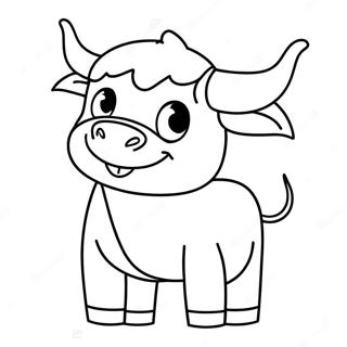 Cute Cartoon Bull Coloring Page 13291-10450