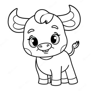 Cute Cartoon Bull Coloring Page 13291-10451