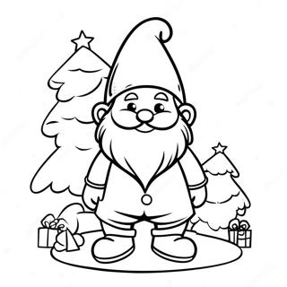 Festive Gnome With Christmas Tree Coloring Page 1331-1065