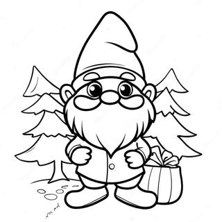 Festive Gnome With Christmas Tree Coloring Page 1331-1066