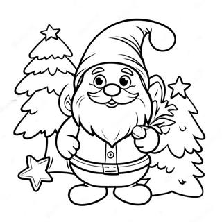 Festive Gnome With Christmas Tree Coloring Page 1331-1067