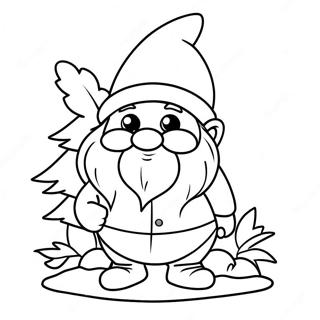 Festive Gnome With Christmas Tree Coloring Page 1331-1068