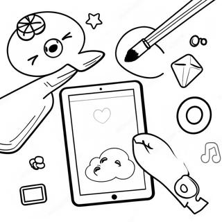 Colorful Ipad With Fun Apps Coloring Page 13561-10666