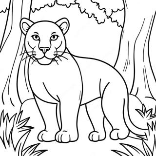 Majestic Cougar In The Forest Coloring Page 13571-10669