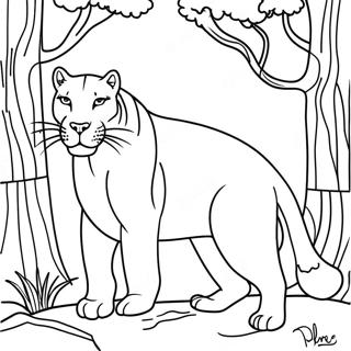 Majestic Cougar In The Forest Coloring Page 13571-10670