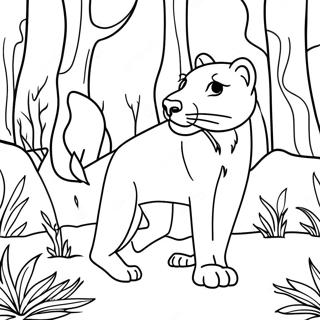 Majestic Cougar In The Forest Coloring Page 13571-10671