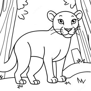 Majestic Cougar In The Forest Coloring Page 13571-10672