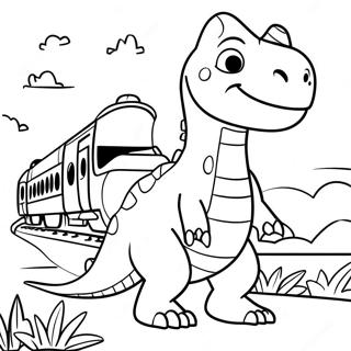 Friendly Dinosaur Train Adventure Coloring Page 13581-10676