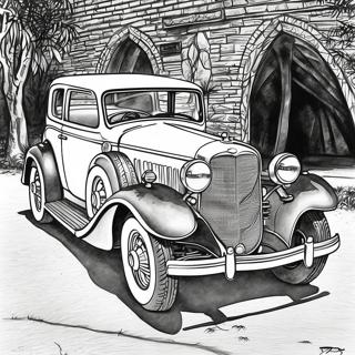 Vintage Classic Car Coloring Page 1361-1098