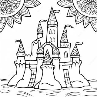 Intricate Sand Castle Coloring Page 13661-10744