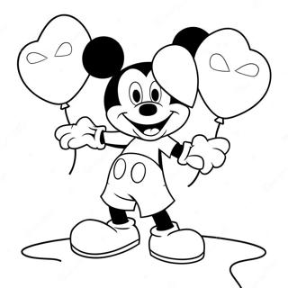 Mickey Mouse With Heart Balloons Coloring Page 13681-10750