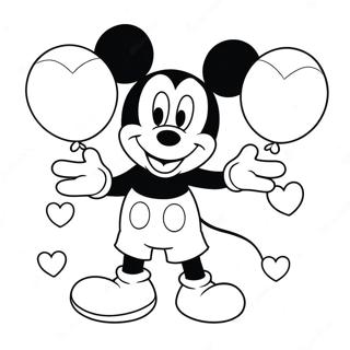 Mickey Mouse With Heart Balloons Coloring Page 13681-10752