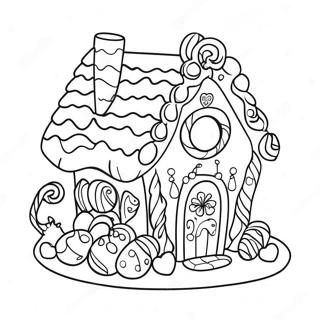 Gingerbread House With Colorful Candies Coloring Page 13760-10866