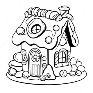 Gingerbread House With Colorful Candies Coloring Page 13760-10867