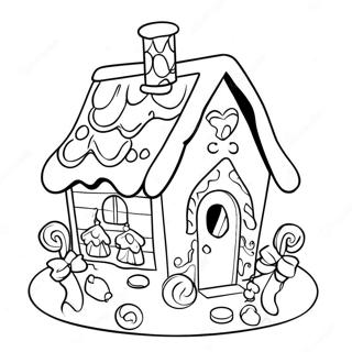 Gingerbread House With Colorful Candies Coloring Page 13760-10868