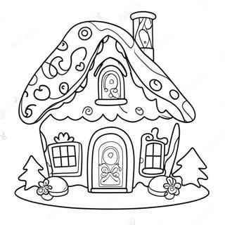 Whimsical Gingerbread House Decorating Coloring Page 13761-10817