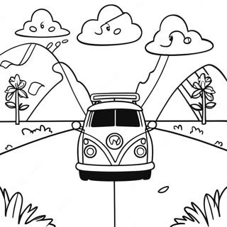 Sunny Road Trip Scene Coloring Page 13811-10853