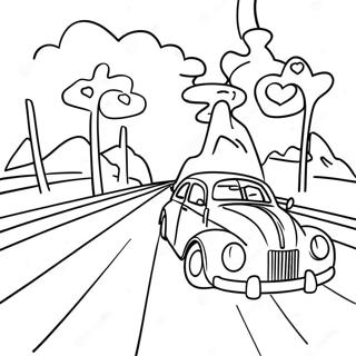 Sunny Road Trip Scene Coloring Page 13811-10854