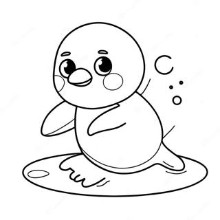 Adorable Penguin Sliding On Ice Coloring Page 13831-10878