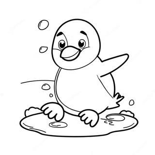 Adorable Penguin Sliding On Ice Coloring Page 13831-10880