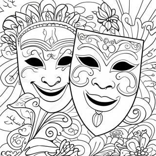 Colorful Theatre Masks Coloring Page 13891-10927