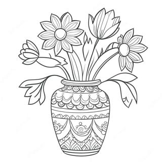 Beautiful Flower Vase Coloring Page 13991-11001