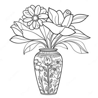 Beautiful Flower Vase Coloring Page 13991-11002