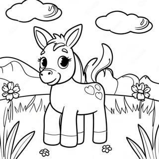 Cute Donkey In A Meadow Coloring Page 14061-11061