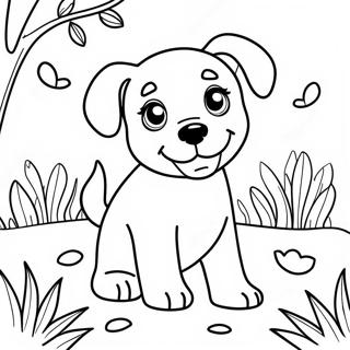 Playful Puppy In A Garden Coloring Page 14081-11074