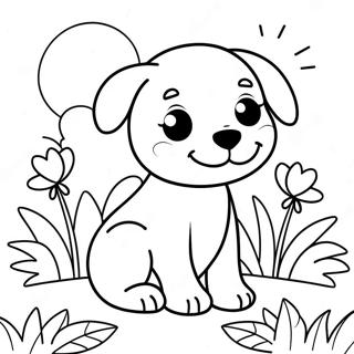 Playful Puppy In A Garden Coloring Page 14081-11075