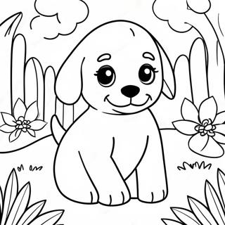 Playful Puppy In A Garden Coloring Page 14081-11076