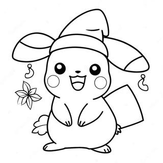 Festive Pikachu With Santa Hat Coloring Page 14091-11088