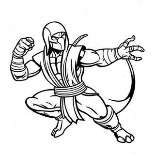 Scorpion Mortal Kombat Action Pose Coloring Page 14200-11163