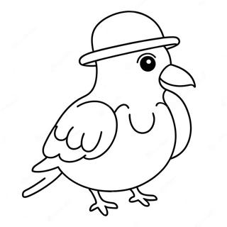 Funny Pigeon With A Hat Coloring Page 14391-11325