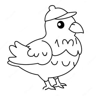 Funny Pigeon With A Hat Coloring Page 14391-11327