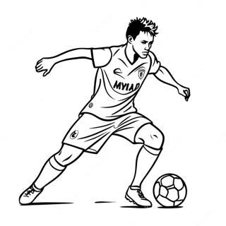 Neymar Dribbling The Ball Coloring Page 1441-1155