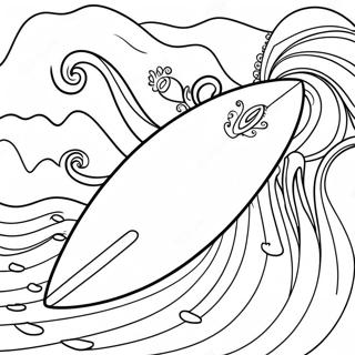 Colorful Surfboard With Waves Coloring Page 14441-11362