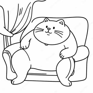 Fat Cat Relaxing On A Couch Coloring Page 14550-11450