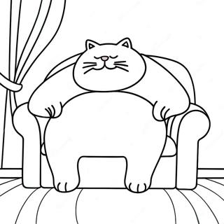 Fat Cat Relaxing On A Couch Coloring Page 14550-11451