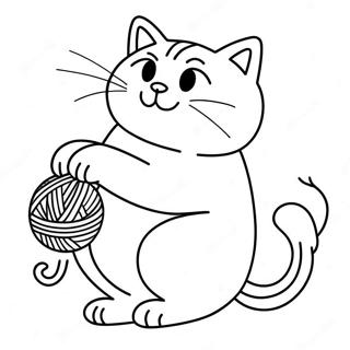 Playful Fat Cat Chasing A Ball Of Yarn Coloring Page 14551-11467