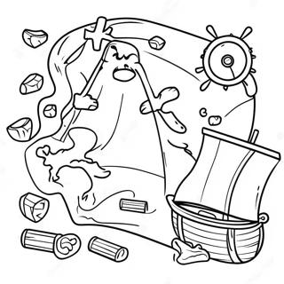 Pirate Treasure Map Coloring Page 14621-11511