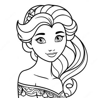 Elegant Elsa With Flowing Hair Coloring Page 14731-11605