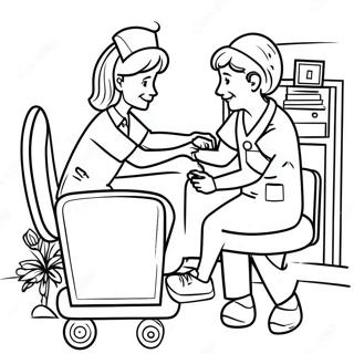 Friendly Nurse Helping Patient Coloring Page 14791-11638