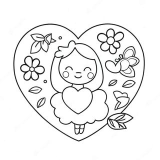 Cute Heart Mom With Flowers Coloring Page 14951-11774