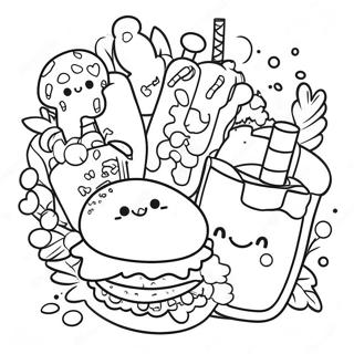 Junk Food Kawaii Food Coloring Pages