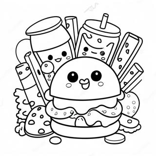 Kawaii Junk Food Coloring Page 1500-1206